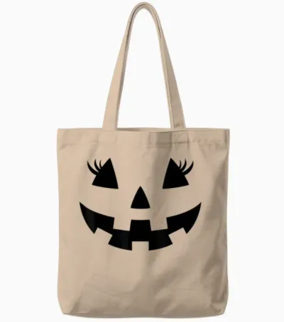 Jack O Lantern Face Pumpkin Eyelashes Hallowen Costume Funny Tote Bags - Natural