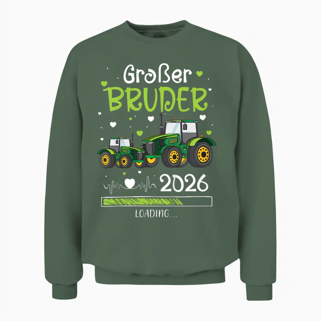 Children's T-Shirt with German Text "ich Werde Großer Bruder 2026" (german Language) Unisex Sweatshirt in Military Green