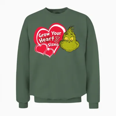 Dr. Seuss Grinch Grow Your Heart Unisex Sweatshirt - Military Green
