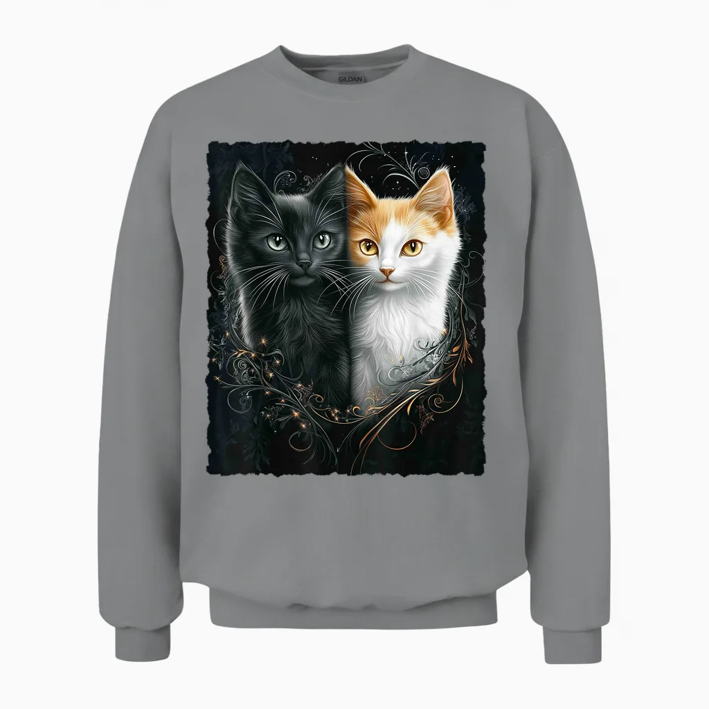 Süße Magische Katze Kätzchen Kitten Fantasy Kunst Unisex Sweatshirt in Sport Grey