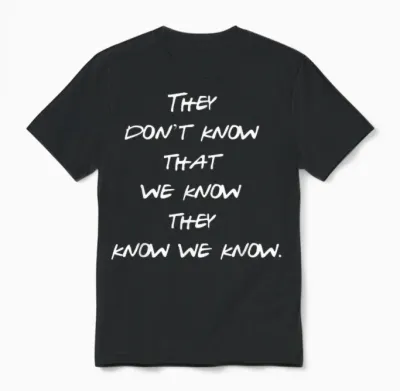 They Don't Know That We Know They Know We Know Friends Fun Unisex T-Shirt - Black