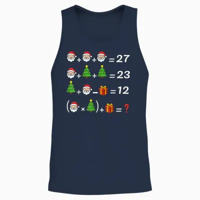 Funny 67 Meme Christmas Math Teacher Santa Six Seven Puzzle Unisex Tank Top - Navy