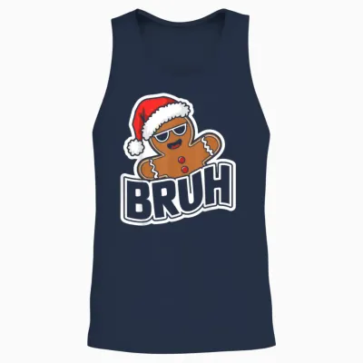 Bruh Funny Christmas Gingerbread Man Teens Boys Unisex Tank Top - Navy