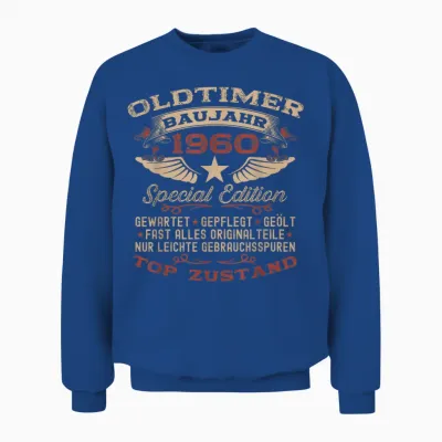 Geschenk Zum 66. Geburtstag Jahrgang 1960 Oldtimer Lustiges Unisex Sweatshirt - Royal