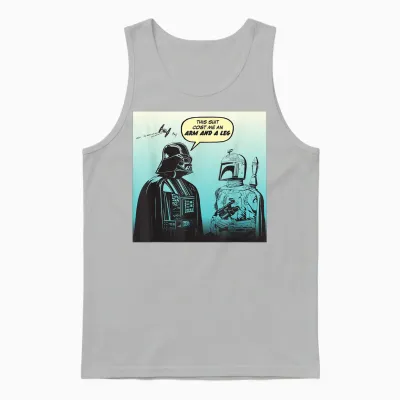 Star Wars Funny Darth Vader and Boba Fett Comic Unisex Tank Top - Ash
