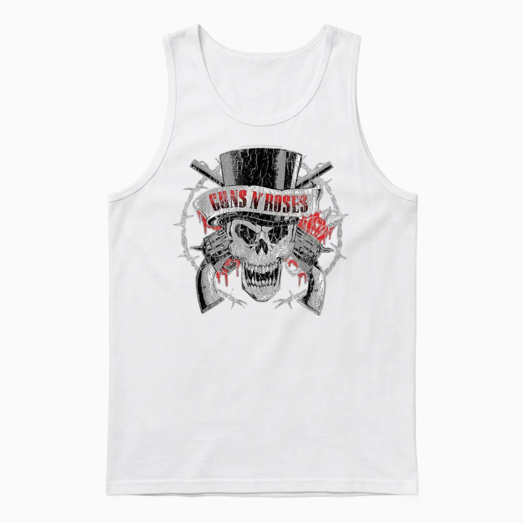 Guns N' Roses Offizieller Zylinderhut Mit Totenkopf Unisex Tank Top in White