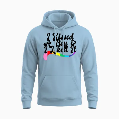 I Kissed a Boy & I Liked It Gay Pride Queer Homo Unisex Hoodie - Light Blue