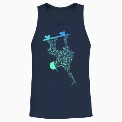 Skateboard Shirts for Boys | Skater Gear Skateboard T-Shirt, Black Unisex Tank Top - Navy