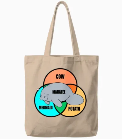 Manatee Funny Tote Bags - Natural