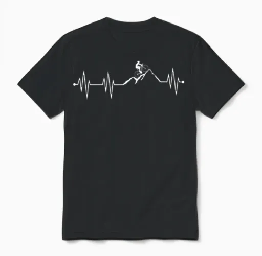 Mountain Bike Heartbeat Biking Unisex T-Shirt in Black