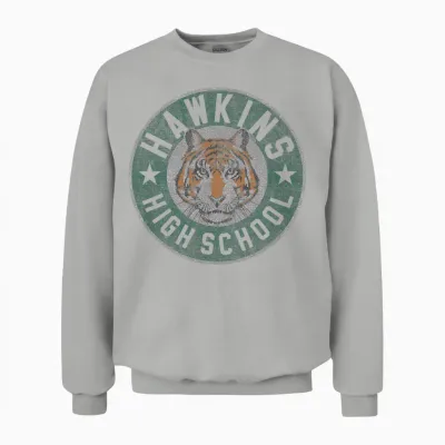 Stranger Things 4 Hawkins High School Tiger Circle Unisex Sweatshirt - Ash