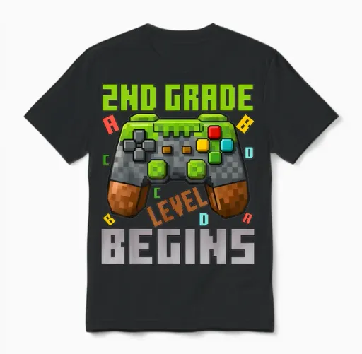 First Day of 2nd Grade Level Begins First Day of 2nd Grade Unisex T-Shirt in Black