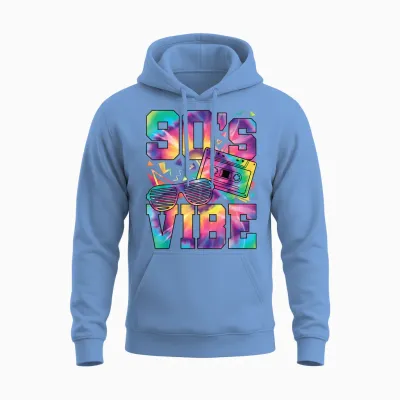 90s Vibe 90s Outfit Retro 90s Theme Party T-Shirt, Black Unisex Hoodie - Carolina Blue