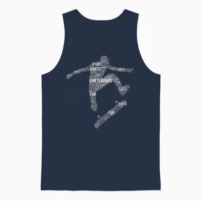 Skateboard Stunt Retro Skater Boys Children Men Unisex Tank Top - Navy