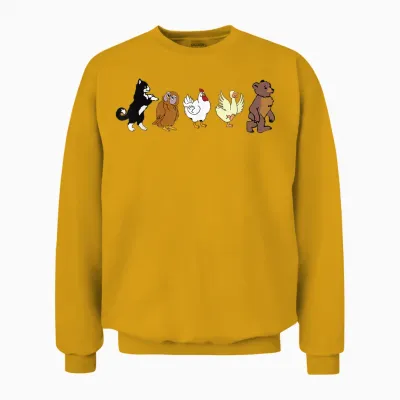Little Bear Cartoon Animated Tv Show Graphics Animal Friends Unisex Sweatshirt - Gold