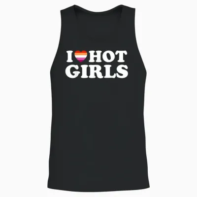 Lesbian Flag I Love Hot Girls Lesbian Unisex Tank Top - Black