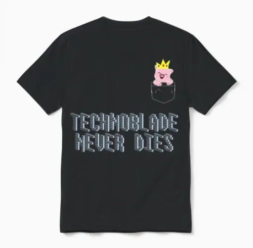 Technoblade Never Dies Merch Cosplay Gamer Unisex T-Shirt in Black