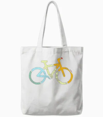 Cycling Retro Tote Bags - White
