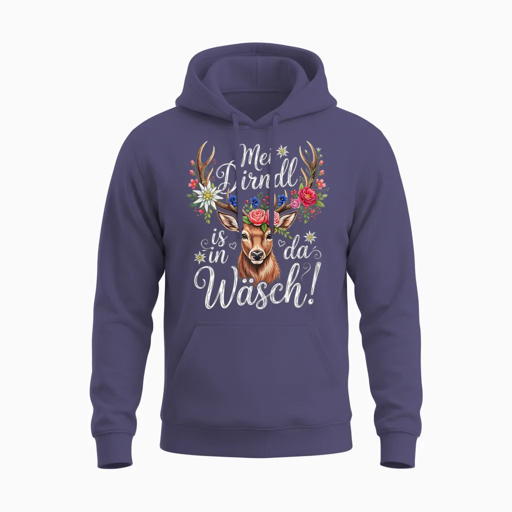 Mei Dirndl Is in Da Wäsch Trachtenshirt Damen Trachten Unisex Hoodie in Heather Sport Dark Navy