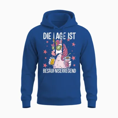 Die Lage Ist Besäufniserregend Funny Saying Party Outfit T-Shirt, Black Unisex Hoodie - Royal