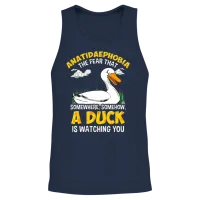 Duck Ducks Funny Anatidaephobia Fear Gift Unisex Tank Top - Navy – 2
