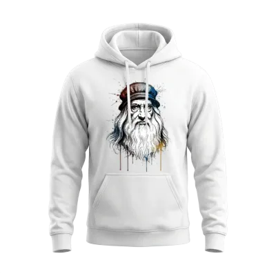 Mystic Bearded Sage Portrait Splash Unisex Hoodie - White