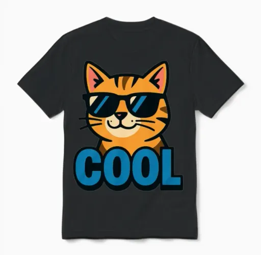 Retro Cool Cat Lovers Gift Unisex T-Shirt in Black