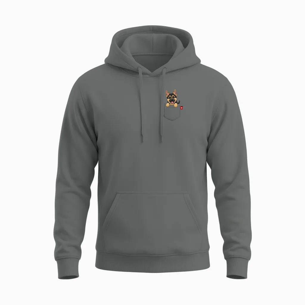 Dog German Shepherd Dog in Pocket Looking Cute Puppy Unisex Hoodie in Graphite Heather