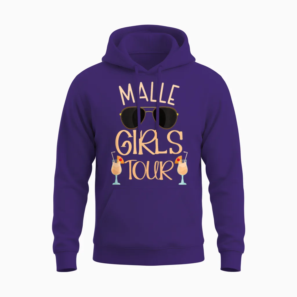 Malle Girls Tour Damen Party Urlaub Outfit Mallorca Unisex Hoodie in Purple