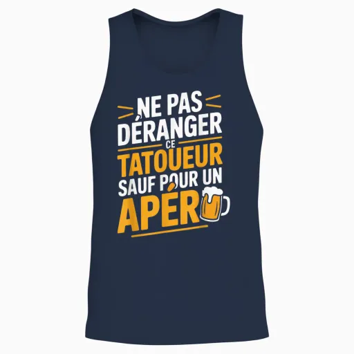 Aperitif Tattoo Man Funny Beer T-Shirt Gift Idea Unisex Tank Top - Navy