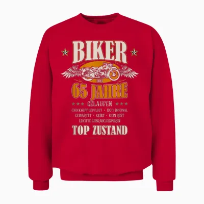 65. Geburtstag Biker Motorrad Mann Geschenk Lustig Unisex Sweatshirt - Red