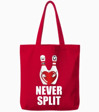 Never Split Bowling Pins Valentine S Day Couples Tote Bags - Red