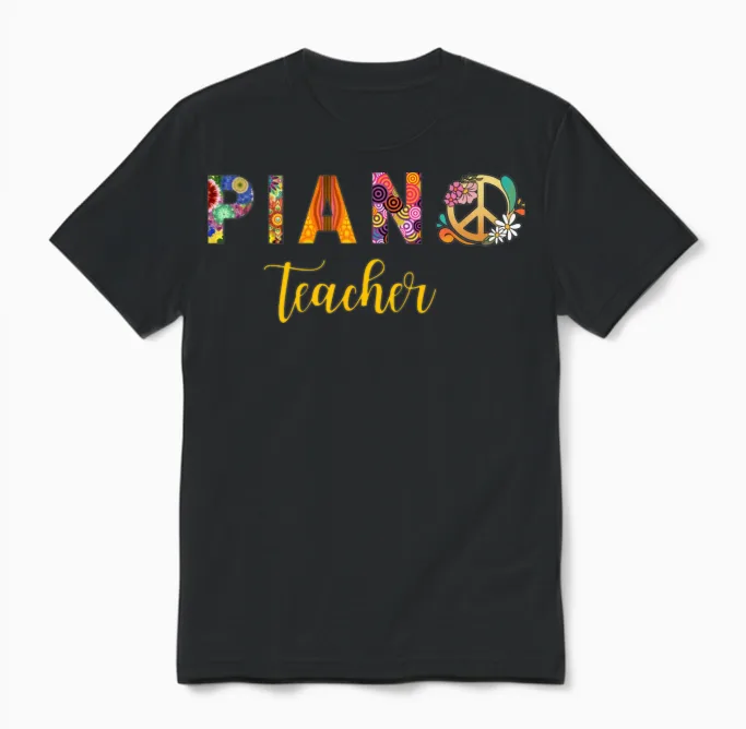 Retro Piano Teacher Teachers Unisex T-Shirt - Black
