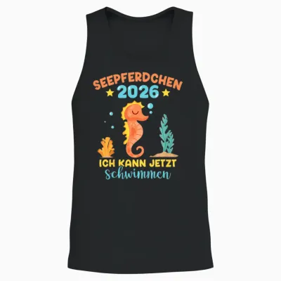 Seahorse 2026 Passed Early Swimmer Unisex Tank Top - Black