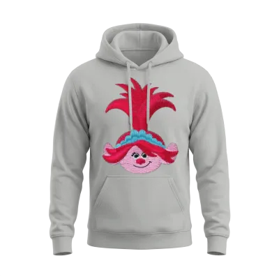 Trolls Poppy Embroidery Design Unisex Hoodie - Ash