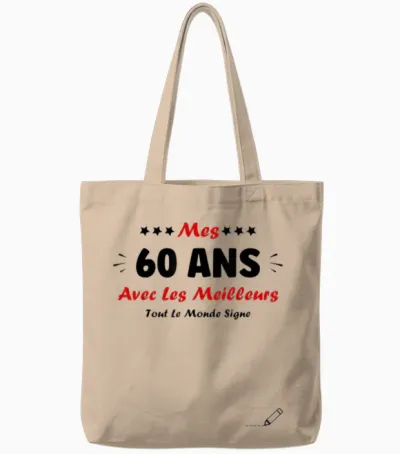 Signature 60 Years Anniversary Humour 60 Years to Sign T-Shirt, White, S Tote Bags - Natural