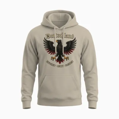 T-Shirt with German Eagle Retro Unity Right Freedom Unisex Hoodie - Sand