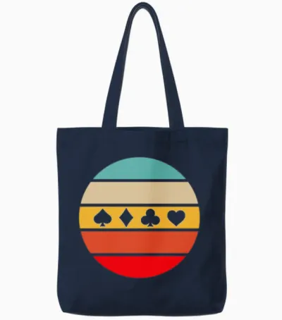 Poker Retro Tote Bags - Navy