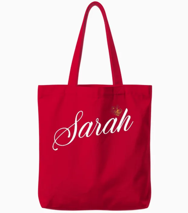 Sarah Custom Name for Women Kids Toddlers - Sarah Tote Bags in Red