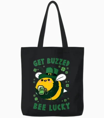 Get Buzzed Bee Lucky Tote Bags - Black
