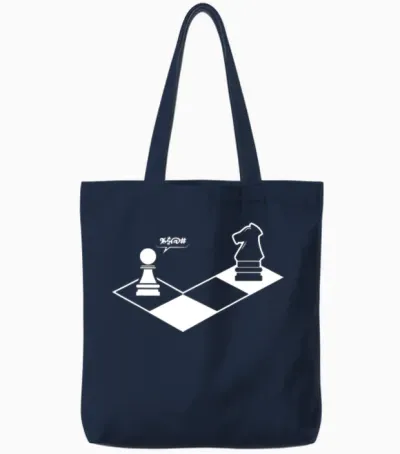 Retro Chess Tote Bags - Navy