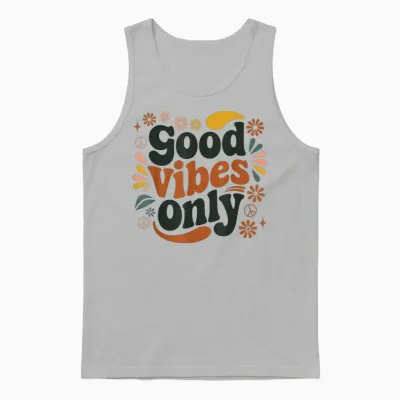 Good Vibes Only – Retro Boho Spirit Unisex Tank Top - Ash