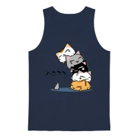 Neko Uh Oh Cute Cat Lovers Unisex Tank Top - Navy – 1
