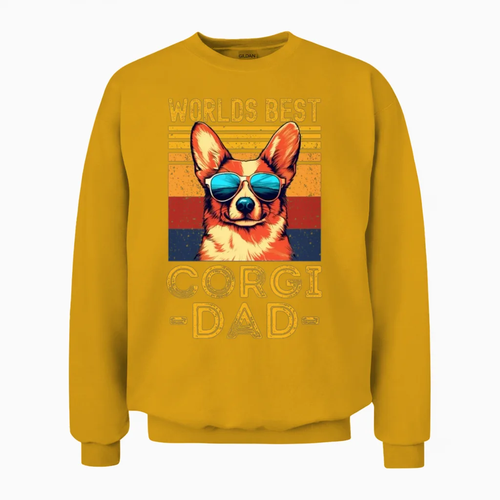 Corgi with Sunglasses Retro Unisex Sweatshirt - Gold