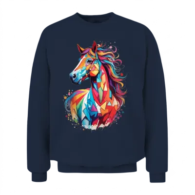 Sweet Horse Design - Colorful Horse Silhouette Unisex Sweatshirt - Navy