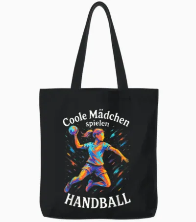 Coole Mädchen Spielen Handball - Handball Tote Bags - Black