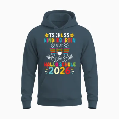 Kinder Tschüss Kindergarten Hallo Schule Kita Abgänger 2026 Tigerin Unisex Hoodie - Dark Heather
