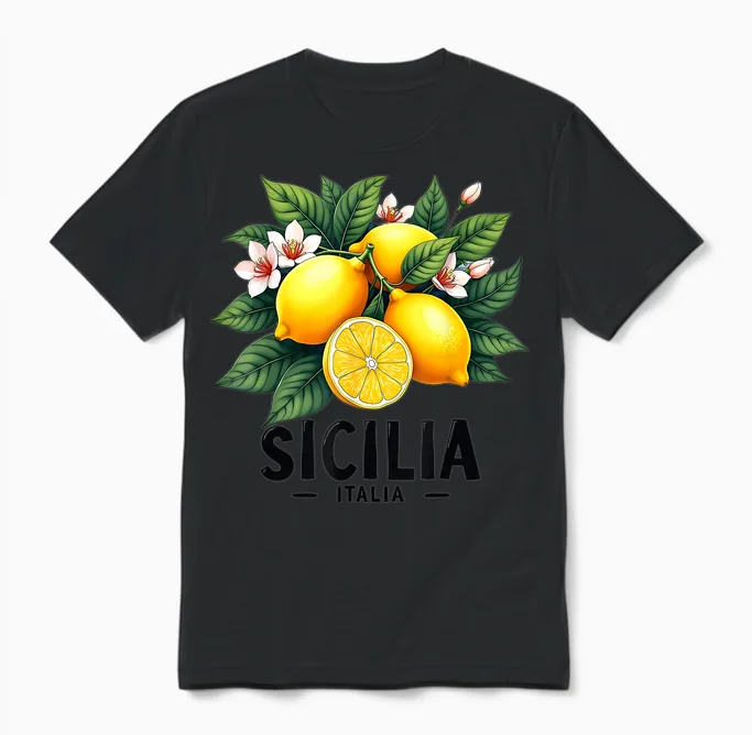 Sicilia Italia Sizilien Italien Frische Italienische Zitronen Sizilianisch Unisex T-Shirt in Black