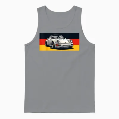 911 Retro Vintage 964 Turbo Car Classic German Flag Track T-Shirt - Black, Small, Unisex-Adults, Short Sleeve, T-Shirt, Car-Themed Unisex Tank Top - Sport Grey