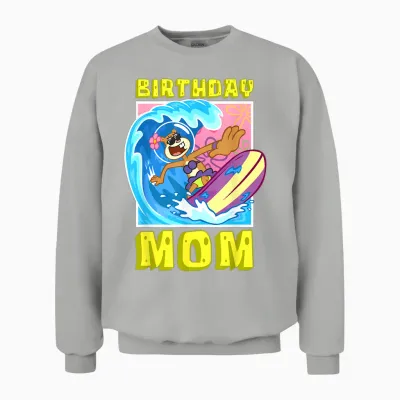 Sandy Birthday Mom Surfing Spongebob Mother Birthday Gift Unisex Sweatshirt - Ash